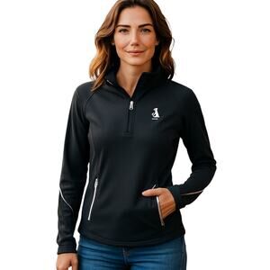 Goode Rider Black Silver 1/2 Zip Riding Equestrian Activewear Shirt Top Small